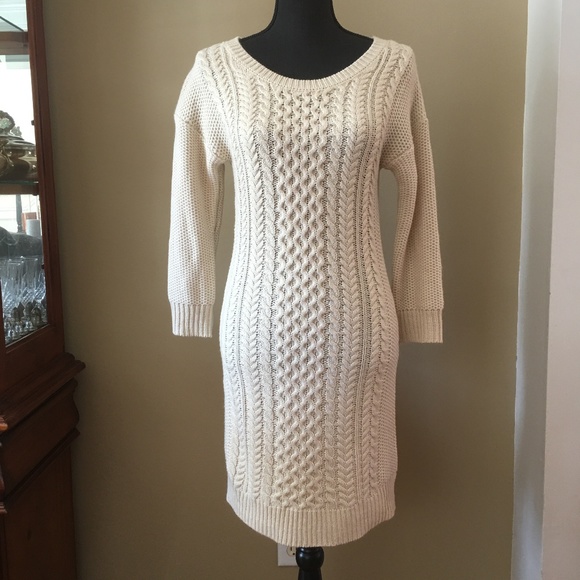 Pink Rose Dresses & Skirts - Pink Rose Cable Knit Sweater Dress Cream Womens S